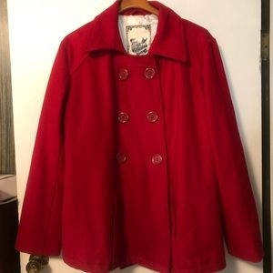 Plus Size Red Peacoat